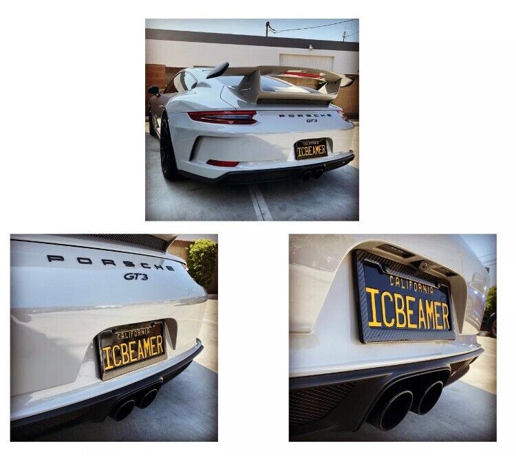 2 pcs Black Carbon FIBER LICENSE Plate Frame COVER ORIGINAL 3K U101