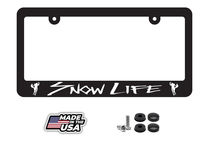 Snow Life Snowmobile Outdoors Snow Sports Car Truck License Plate Frame