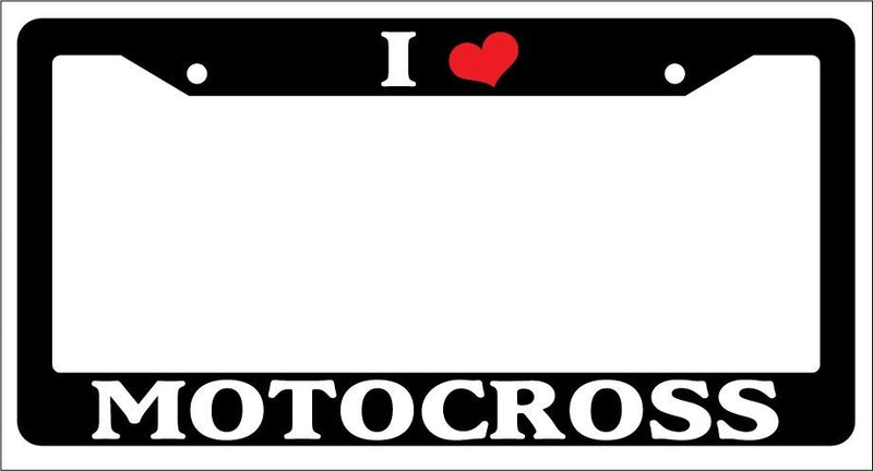Black License Plate Frame "I Heart Motocross" Auto Accessory Novelty  Mod-GRAPH9856236-2558