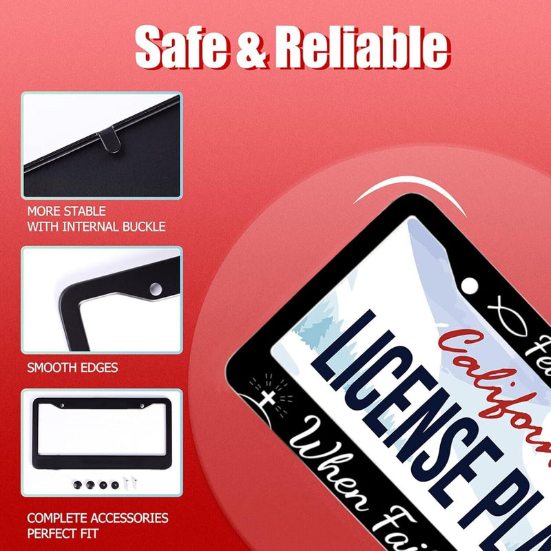 Fear Ends When Faith Begins Black License Plate Frame Including Hardware