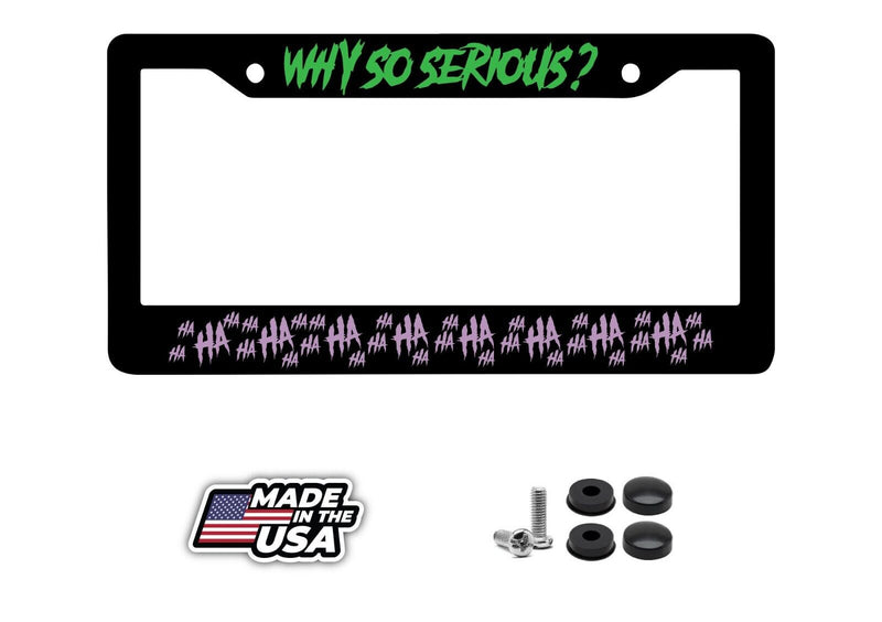 Haha / Why so Serious License Plate Frame - Joker Funny Cover LG/Purple