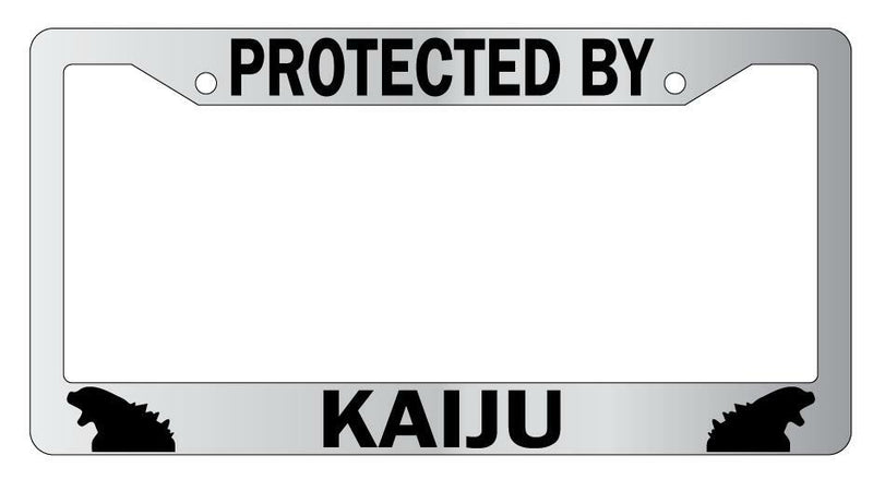 Protected By Kaiju Chrome License Plate Frame Auto  Mod-GRAPH9856236-5116