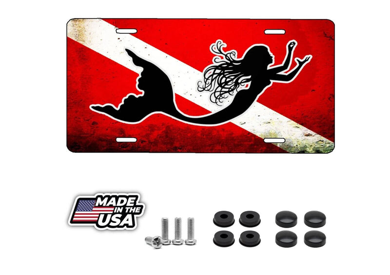 New Custom Scuba Diver Down Flag Mermaid Vanity License Plate Tag