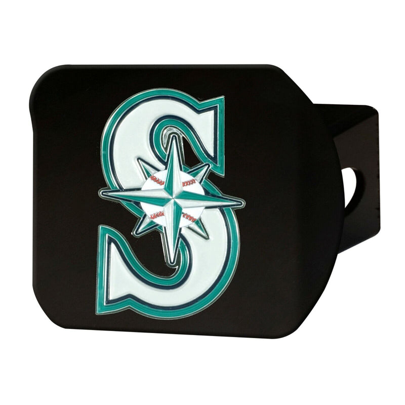 MLB Seattle Mariners 3D Color on Black Metal Hitch Cover