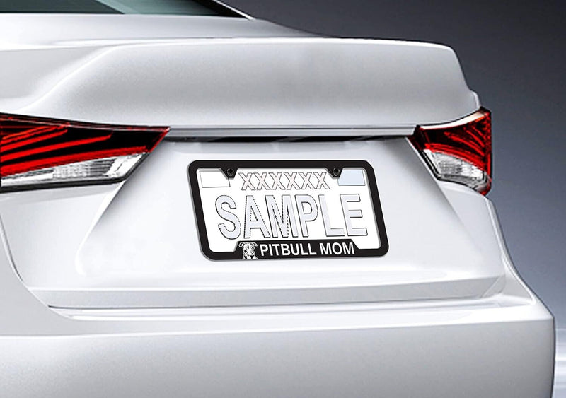 Pitbull Mom (Dog Lovers) Universal Metal Auto License Plate Frame Car Tag Holder