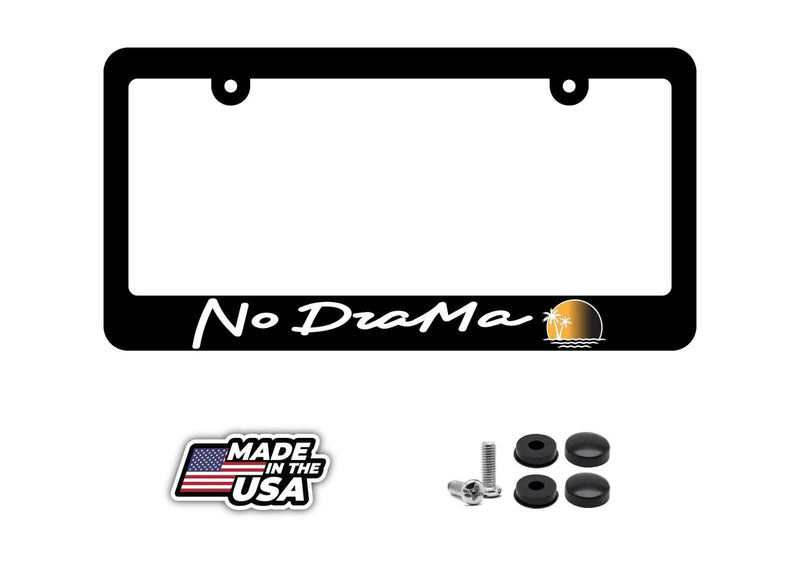 No Drama Good Chill Vibes Retro Synth Wave Palm Trees License Plate Frame
