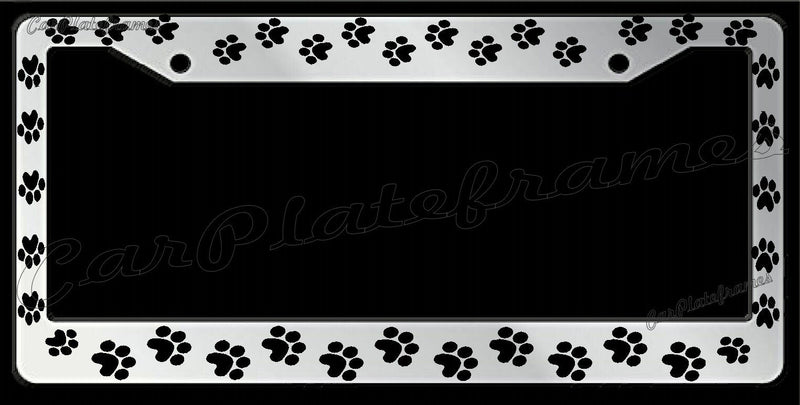 CHROME PLASTIC PAW PRINTS License Plate Frame