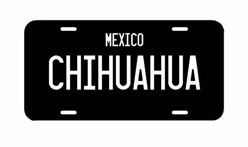 Chihuahua Mexico Black License Plate Tag decal Mexicano Terre Pueblo rancho
