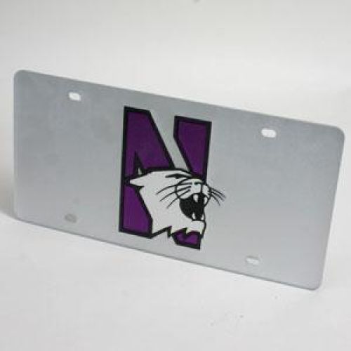 NCAA Northwestern Wildcats "N" License Plate - Silver