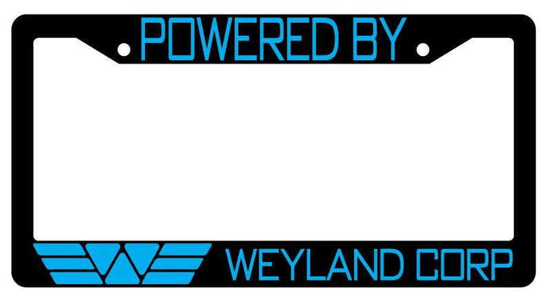 Powered By For Weyland Corp. Black Plastic License Plate Frame Alien  Mod-GRAPH9856236-3753