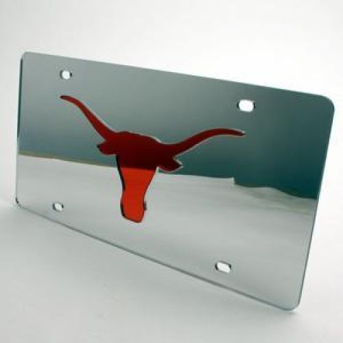 NCAA Texas Longhorns Inlaid Acrylic License Plate -silver Mirror Background