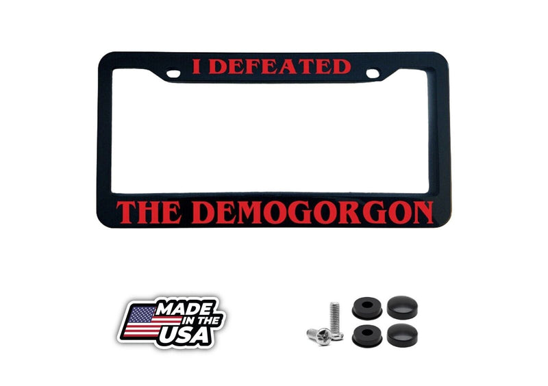 I Defeated the Demogorgon Stranger Things Glossy Black License Plate Frame