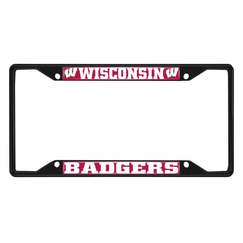 NCAA Wisconsin Badgers Black Metal License Plate Frame