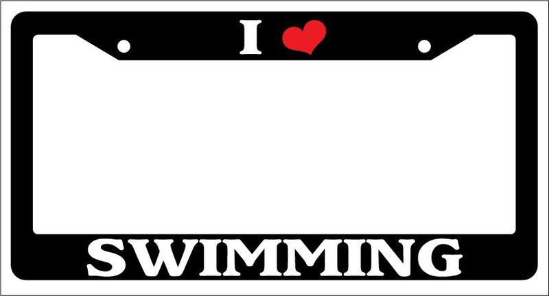 Black License Plate Frame "I Heart Swimming" Auto Accessory Novelty  Mod-GRAPH9856236-2898
