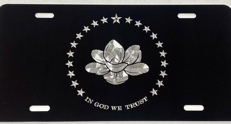 Engraved Mississippi New Flag Diamond Etched License Plate Metal Car Tag