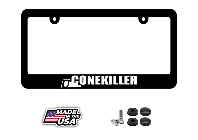 Cone Killer Track JDM Race Drift Dope Low Funny Black License Plate Frame v2