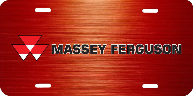 MASSEY FERGUSON TRACTOR LOGO RED BRUSHED STEEL LOOK LICENSE PLATE TAG .040 GA