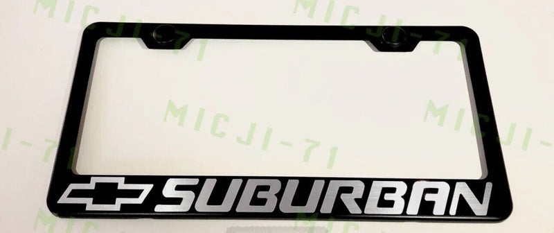 Suburban With Logo Stainless Steel License Plate Frame Holder Rust Free