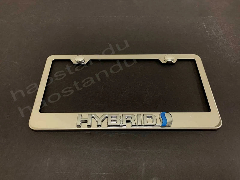 Toyota 3D Emblem Stainless Steel License Plate Frame HYBRID 1x , Silver, 1 Year Manufacturer Warranty, United States