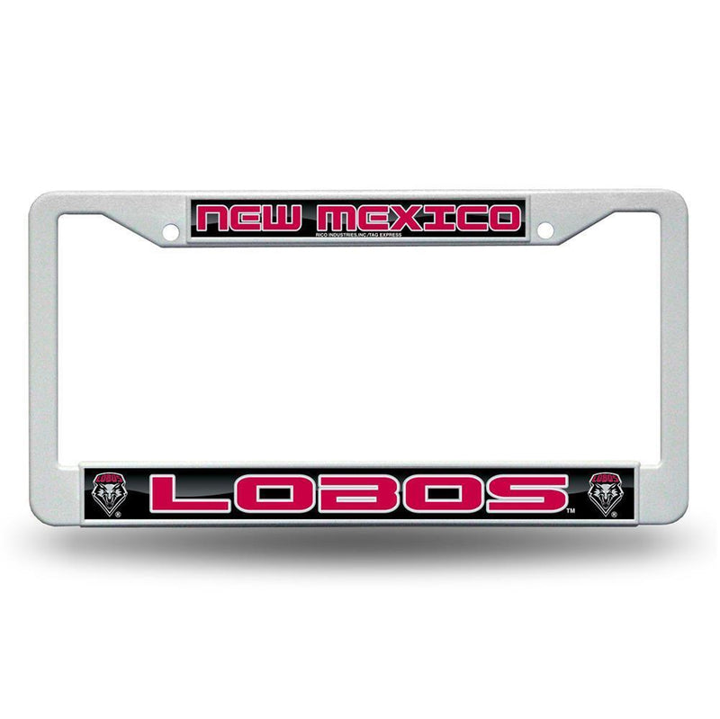 NCAA New Mexico Lobos White Plastic License Plate Frame