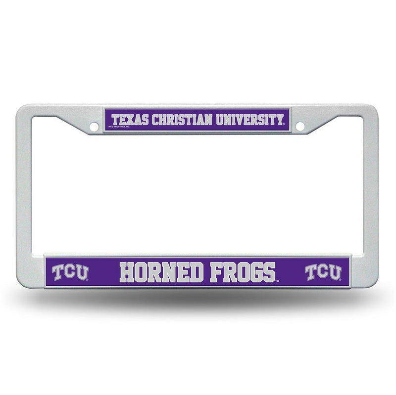 NCAA TCU Horned Frogs White Plastic License Plate Frame