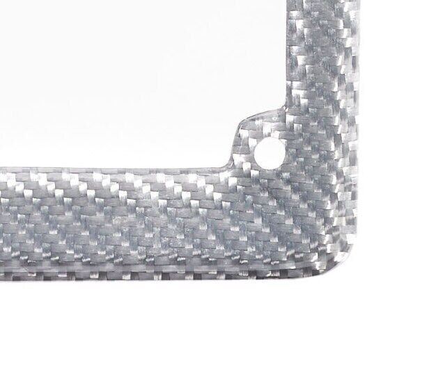 Real 100% Silver Carbon Fiber Motorcycle License Plate Frame With Free Caps