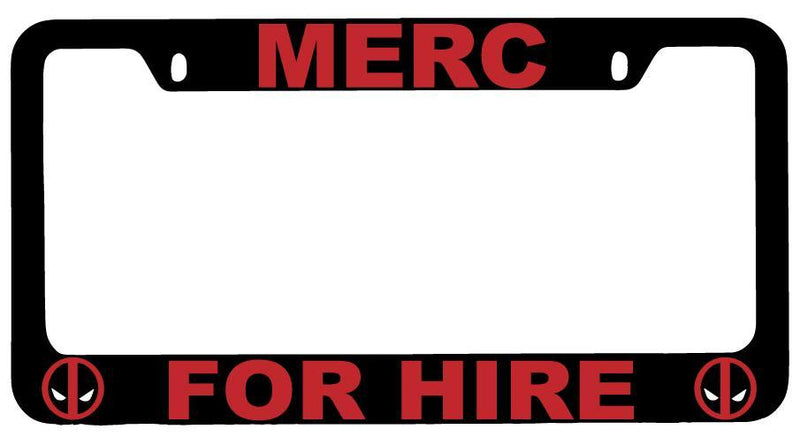 Black METAL Merc For Hire License Plate Frame Auto Accessory For Deadpool 1675  Mod-GRAPH9856236-9176