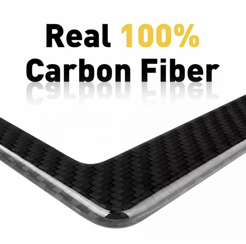 Real 100% Carbon Fiber License Plate Frame Cover Orignal 3K With Free Caps v2
