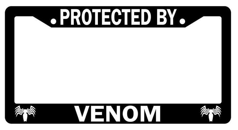 Protected By Vemon Black Plastic License Plate Frame For Marvel  Mod-GRAPH9856236-1983