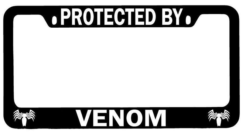Protected By Venom Black METAL License Plate Frame Auto For Marvel  Mod-GRAPH9856236-7775