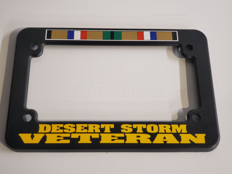 MOTORCYCLE FRAME DESERT STORM war service ribbon medal war License Plate Frame
