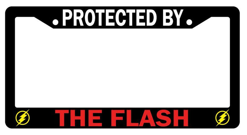 Protected By The Flash Black Plastic License Plate Frame DC  Mod-GRAPH9856236-3291