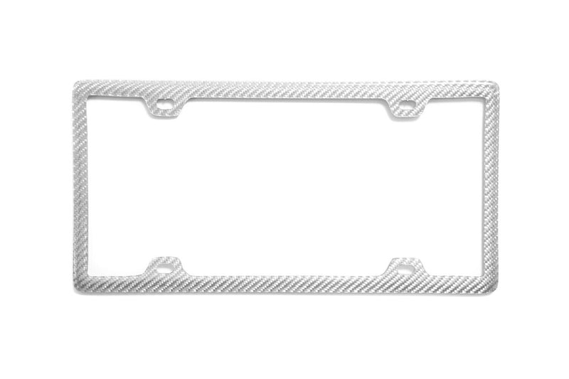 Real 100% Silver Carbon Fiber 4 Holes license plate frame cover original 3k