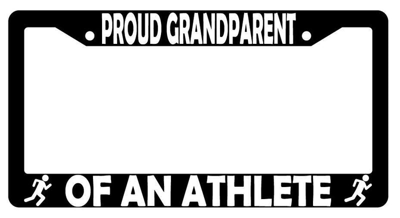 Proud Grandparent Of An Athlete (Running) Black Plastic License Plate Frame  Mod-GRAPH9856236-3103