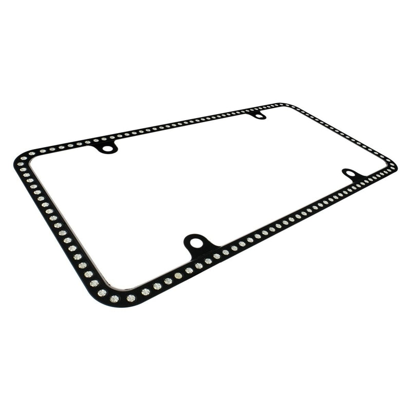 Swarovski Clear Crystal Bling Slim license plate frame Inlay Black Frame
