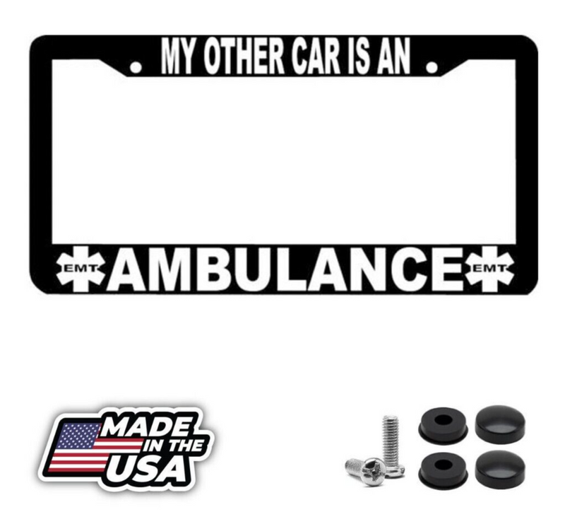 Black My other car is an AMBULANCE License Plate Frame