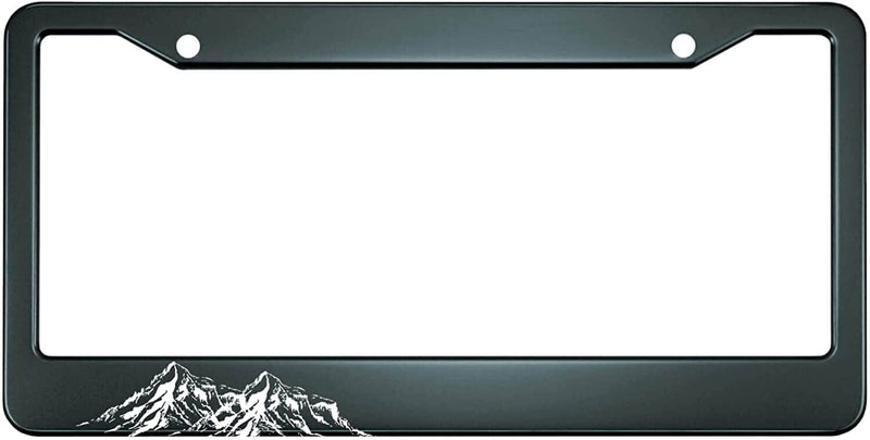Mountains Hand Drawing Rocky Peaks License Plate Frame With Hardware