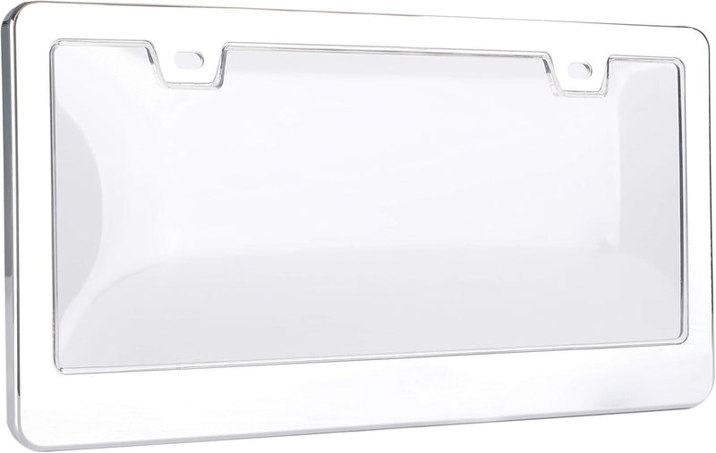 Clear 2 Holes Combo Chrome License Plate Cover Patent Design Fits All Cars
