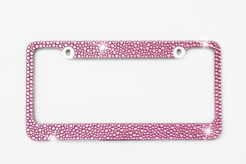 Pink Mix Size Crystal Rhinestones License Plate Frame 7 rows Special Bling Offer