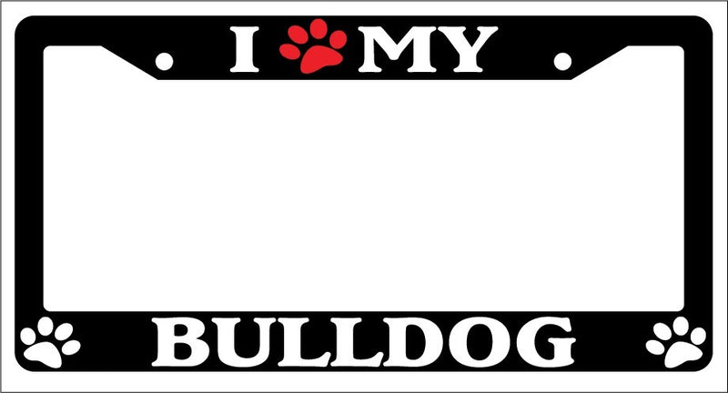 Black License Plate Frame I Heart My Bulldog (Paw) Auto Accessory Novelty 314  Mod-GRAPH9856236-1152