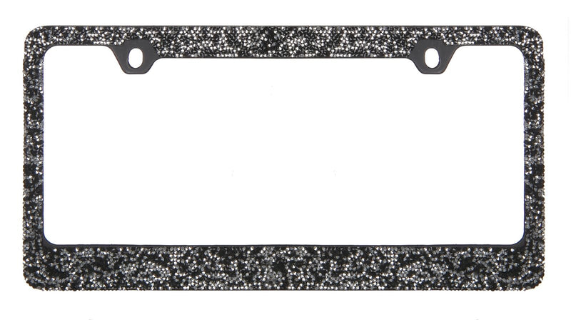 Rocking Bling Crystal Diamond Rhinestone License Plate Frame Black / Silver