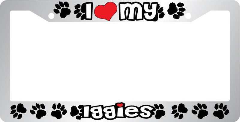 Chrome License Plate Frame I Heart My Iggies Auto Accessory  Mod-GRAPH9856236-6627