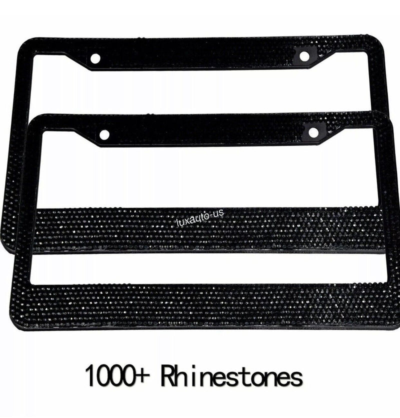 2 Bling Metal License Plate Frame Glitter Crystal Sparkling Rhinestone 12"X6"