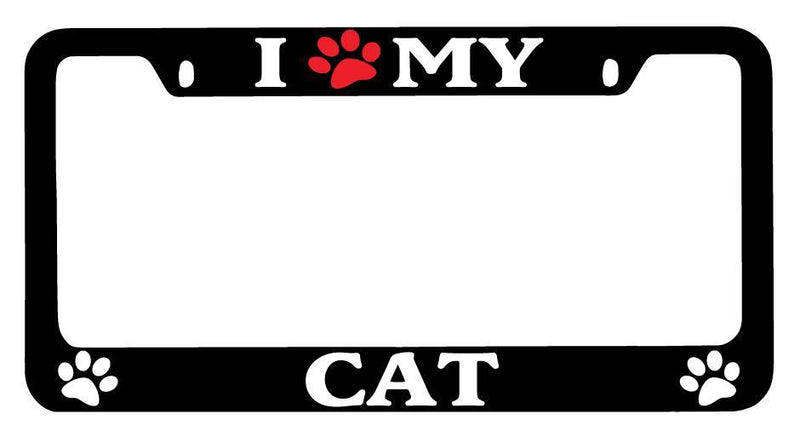 Black METAL License Plate Frame I Heart My (Paw) Cat Auto Accessory -325  Mod-GRAPH9856236-9059