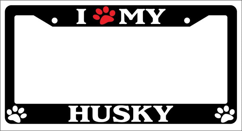 Black License Plate Frame I Heart My Husky (Paw) Auto Accessory Novelty 424  Mod-GRAPH9856236-1164