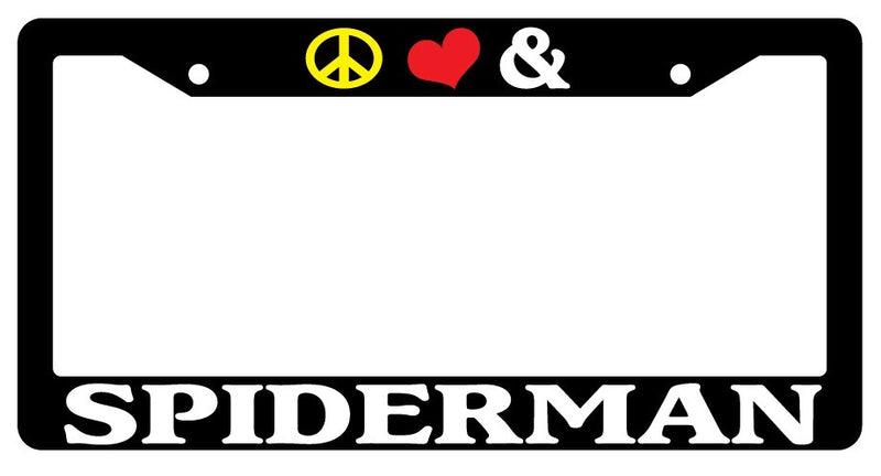Black License Plate Frame Peace Love And For Spiderman Auto Accessory Novelty  Mod-GRAPH9856236-3780