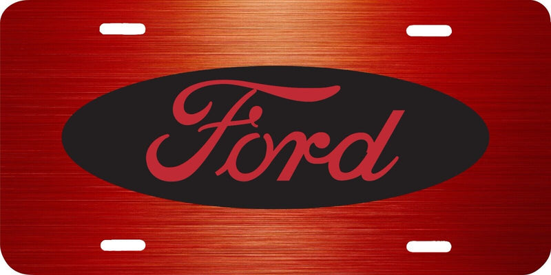 FORD RED LETTERS RED BRUSHED LOOK BACKGROUND VEHICLE LICENSE PLATE TAG .040 GA