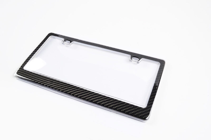 GENUINE 100% CARBON FIBER LICENSE Plate Frame COVER 3K With Clear Cover