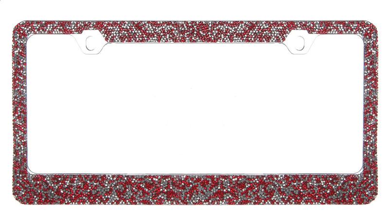 Rocking Bling Crystal Diamond Rhinestone License Plate Frame Red / Silver