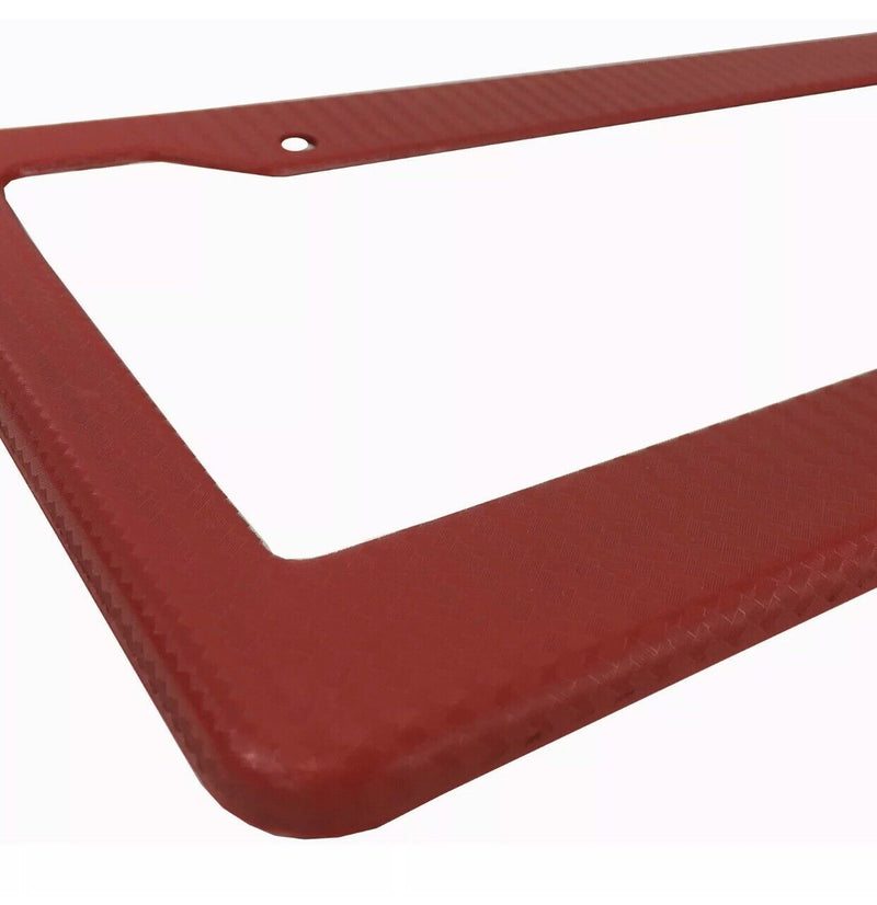 New Red Plastic Carbon Fiber Style Car Truck License Plate Frame Front or Rear